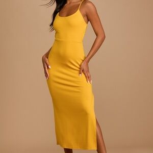 Patio Perfect Mustard Yellow Back Cutout Maxi Dress